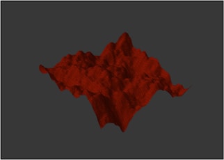 a computer generated image of a red mountain