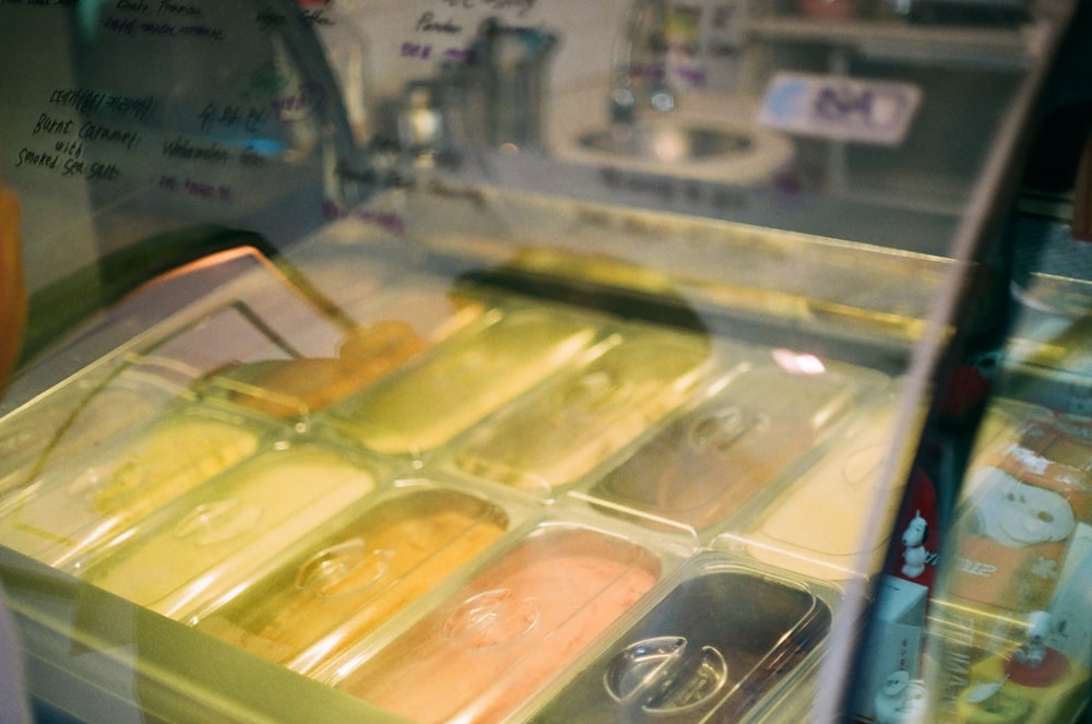 a refrigerator filled with lots of different types of food