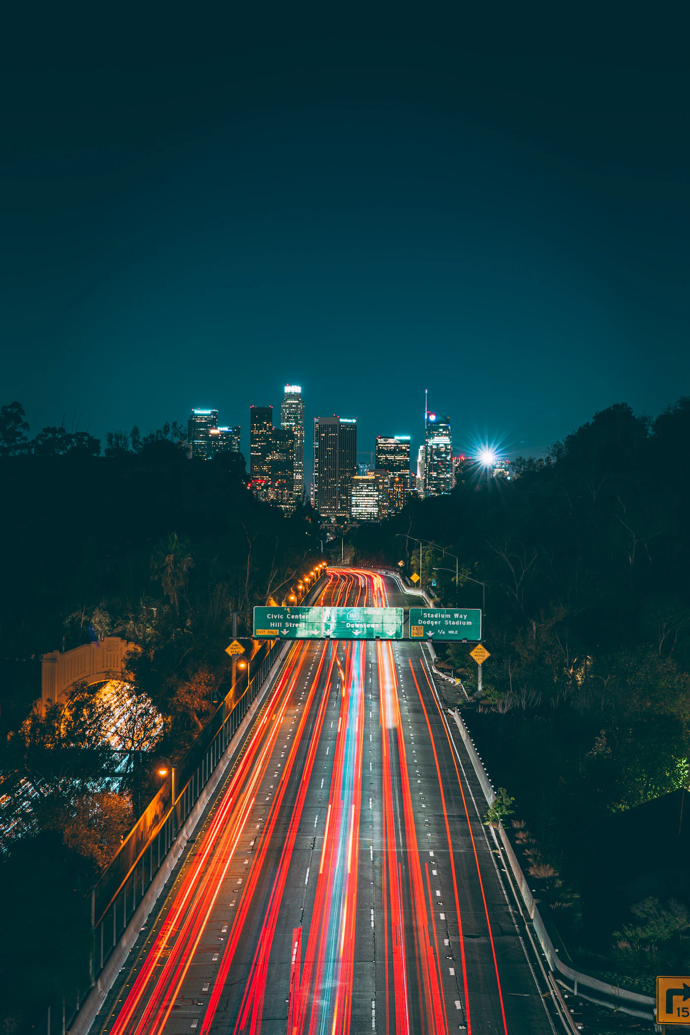 A long exposure photo of a city at night