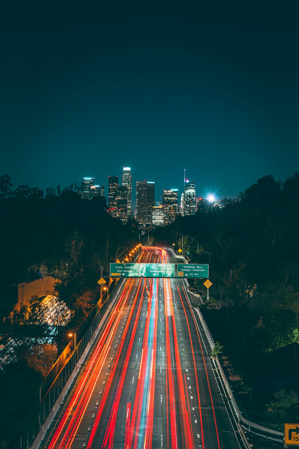 a long exposure photo of a city at night