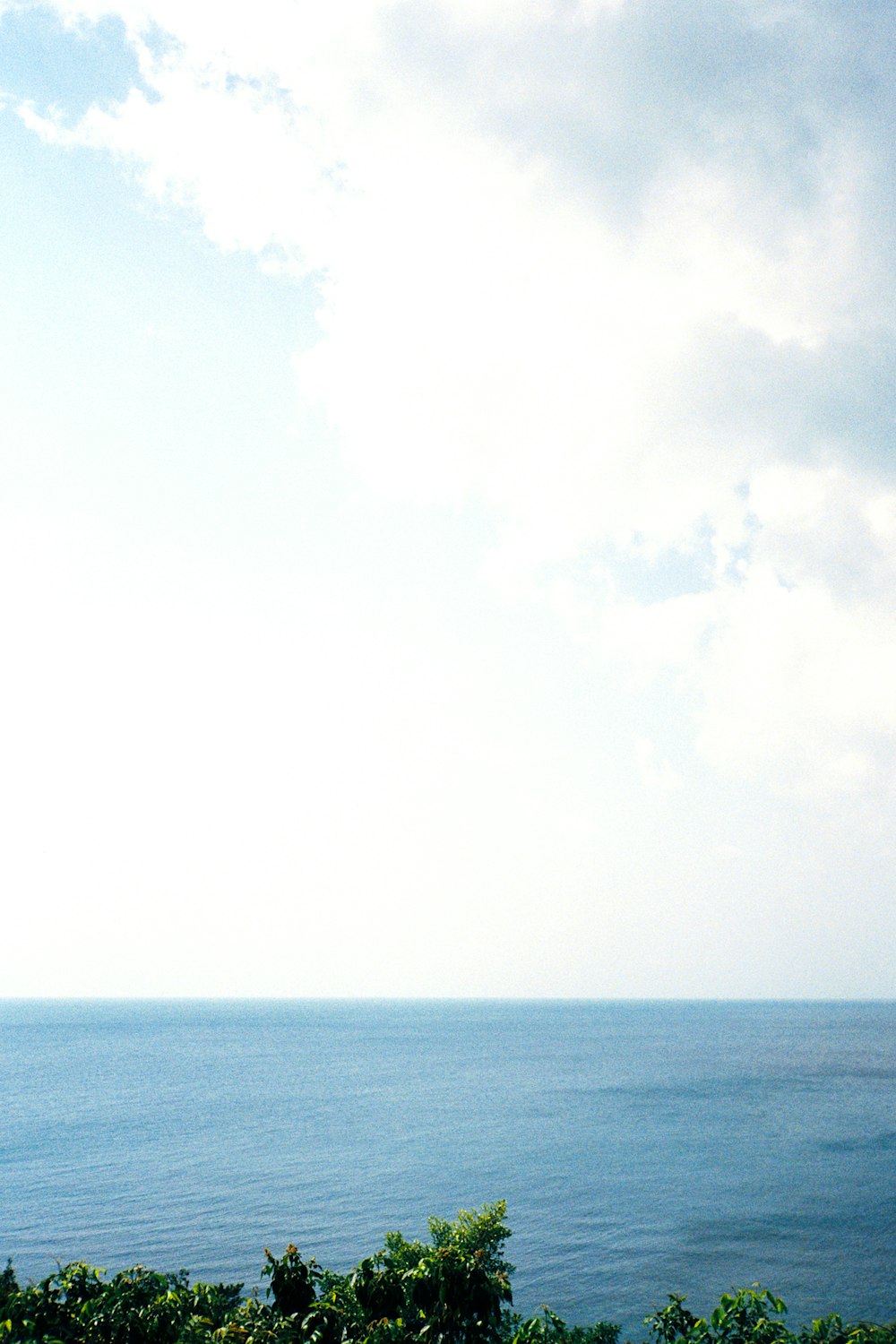 a view of the ocean from the top of a hill