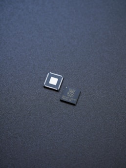 a micro processor chip sitting on top of a table