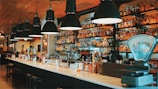 a bar with a lot of bottles on it