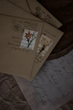 a close up of a piece of paper with flowers on it