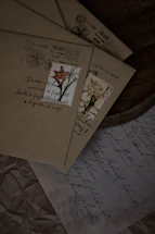 a close up of a piece of paper with flowers on it