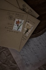 a close up of a piece of paper with flowers on it