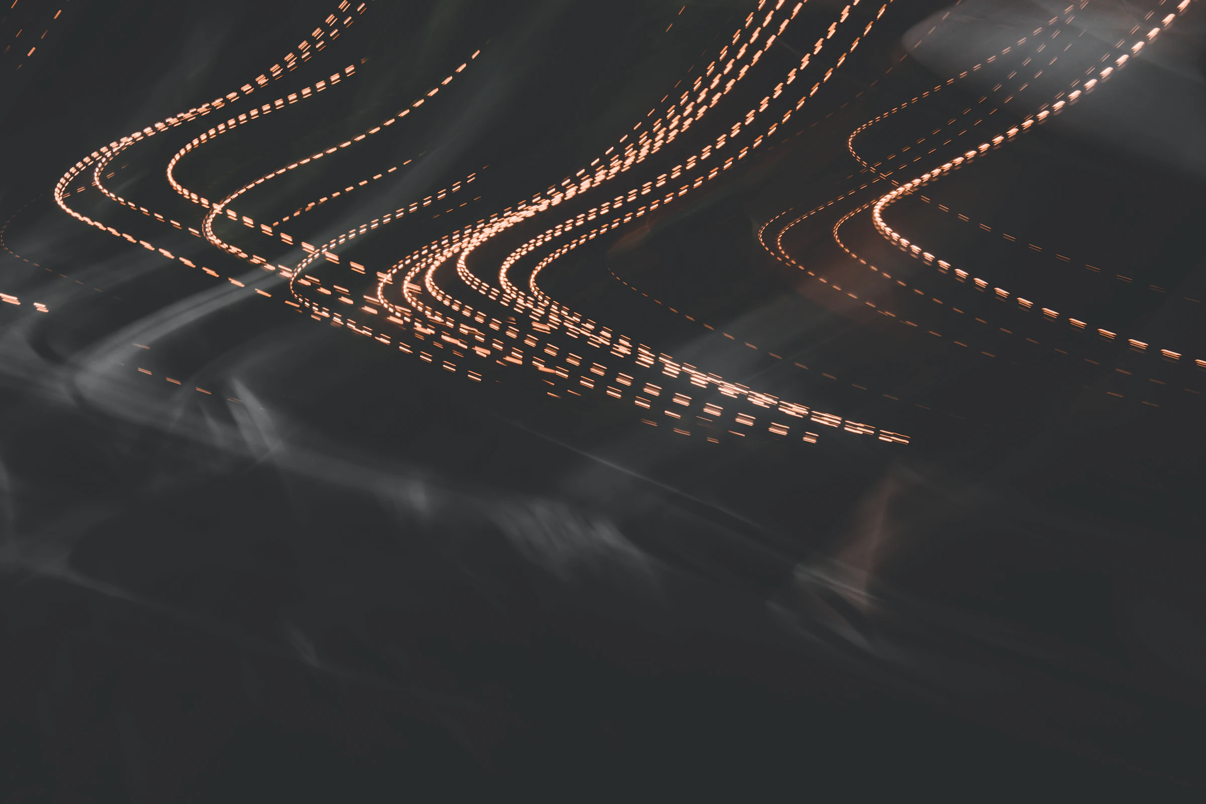 Abstract 3D render of copper light trails