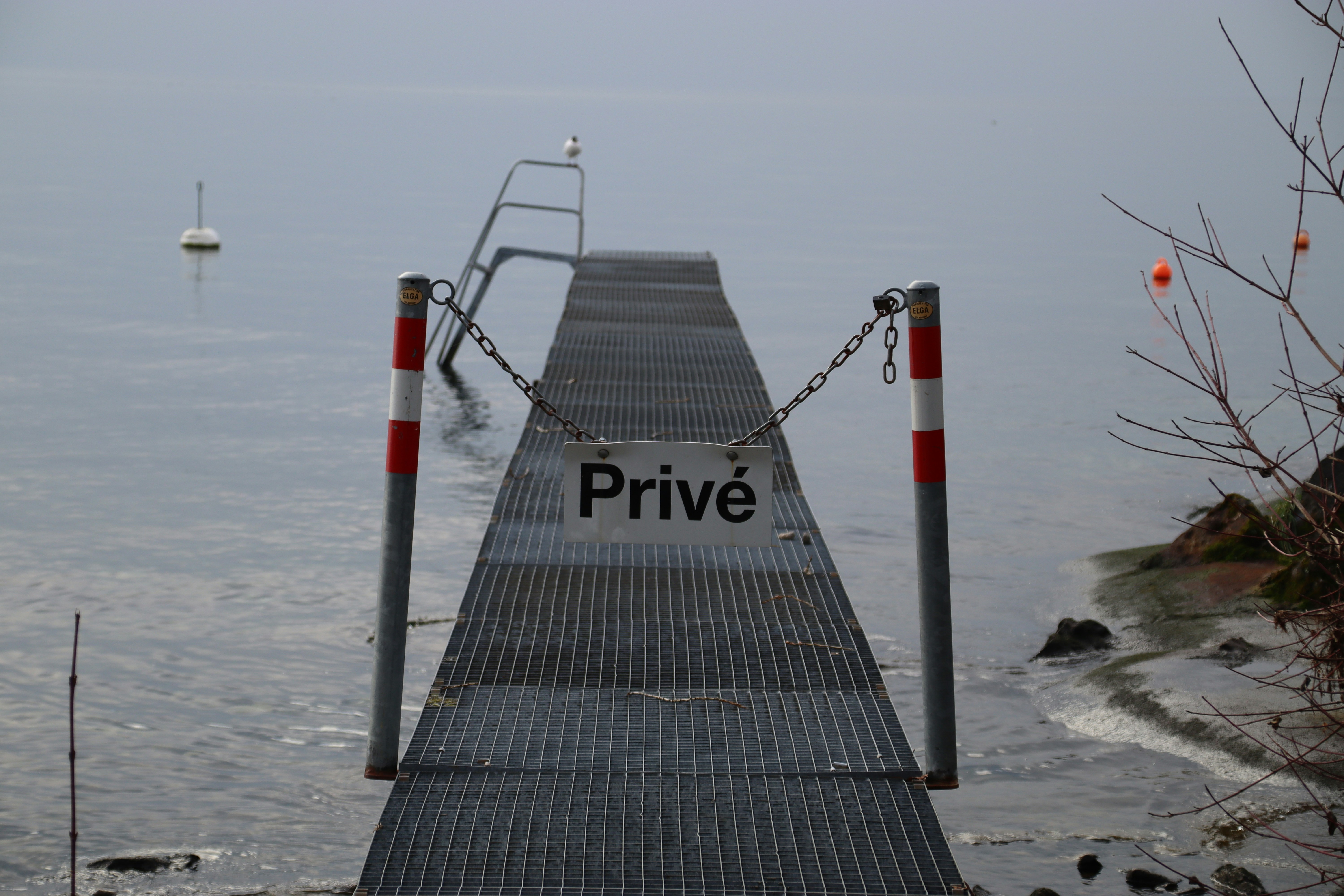 a dock that has a sign on it
