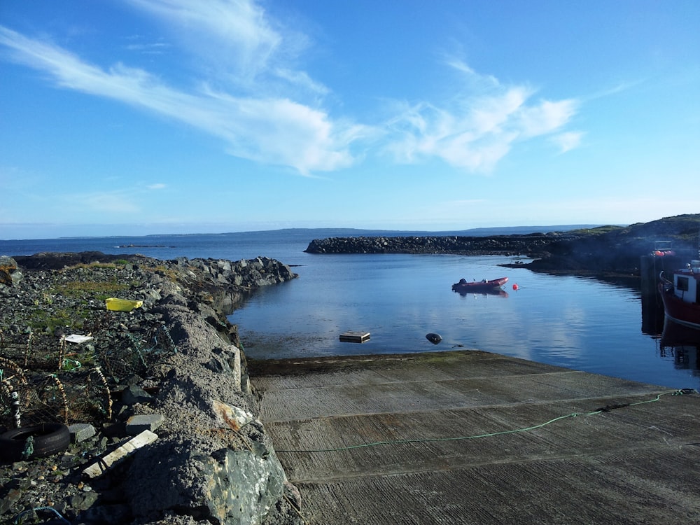 a body of water with a boat in it