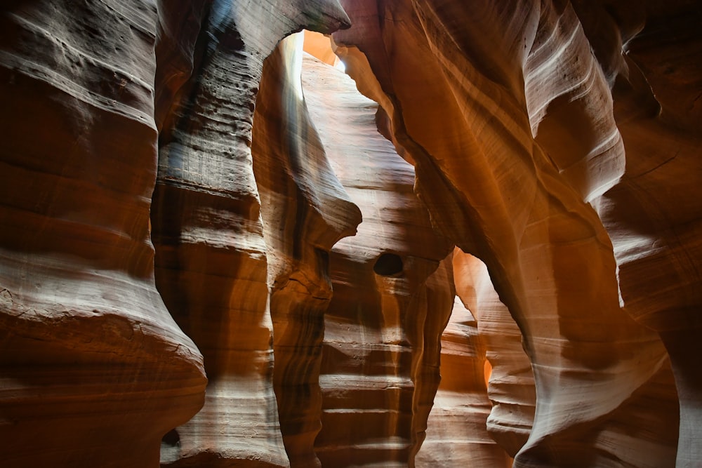 a narrow slot in the side of a canyon