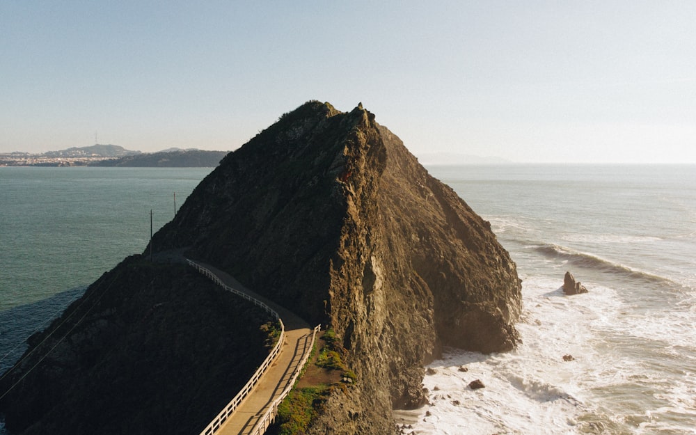 a view of the ocean from a high point of view