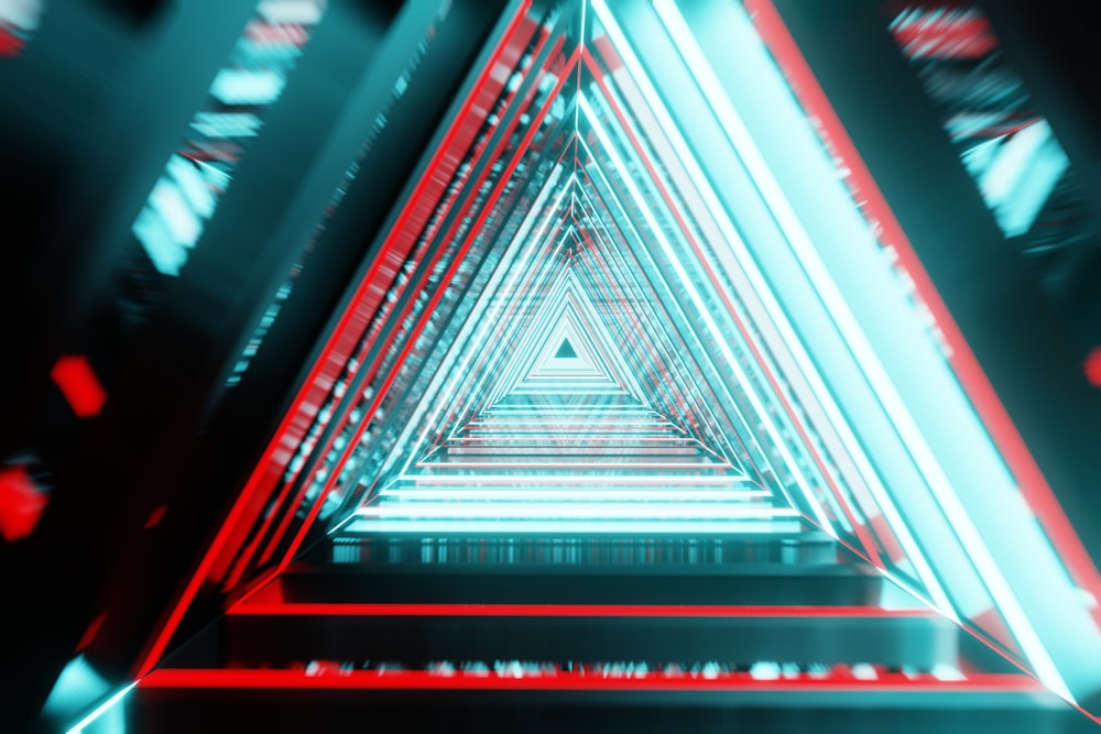 an abstract photo of a triangle in red and blue