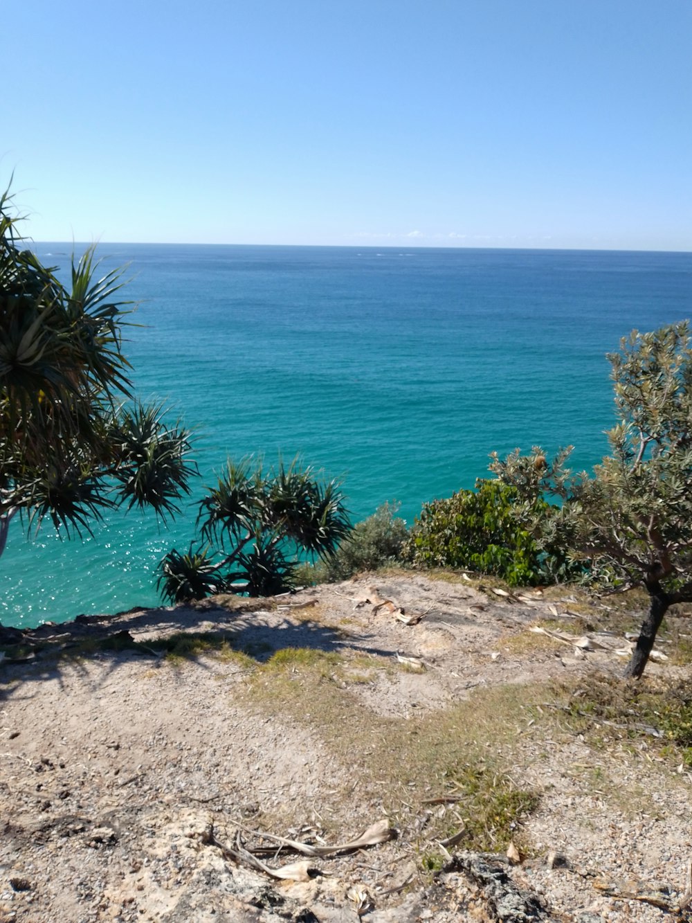 a view of a body of water from a hill