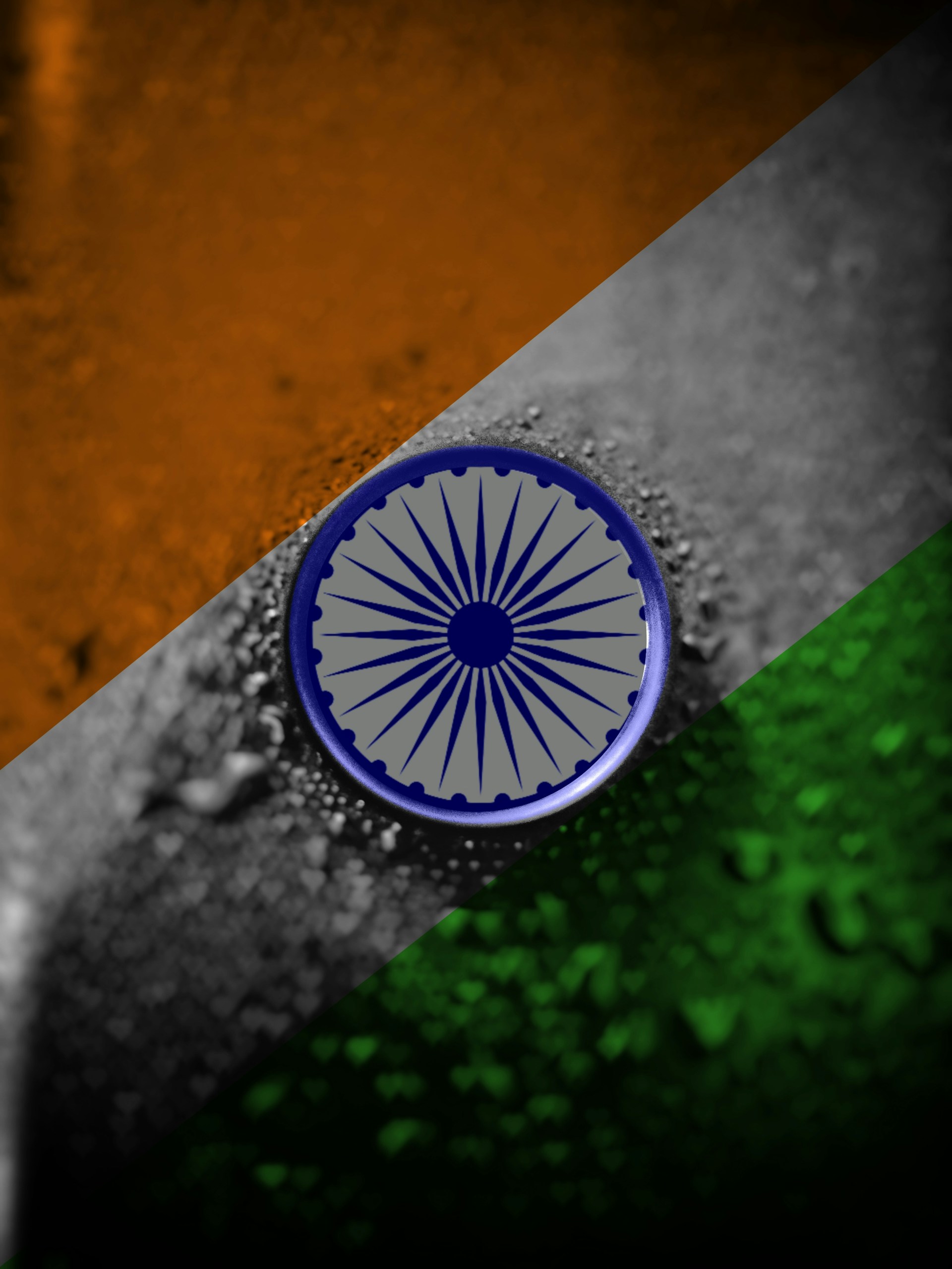 a picture of a indian flag with a blue circle on it