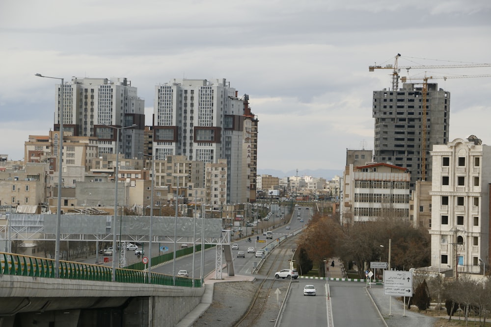 a view of a city from a bridge