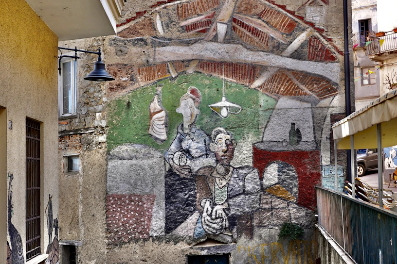 a mural on the side of a building