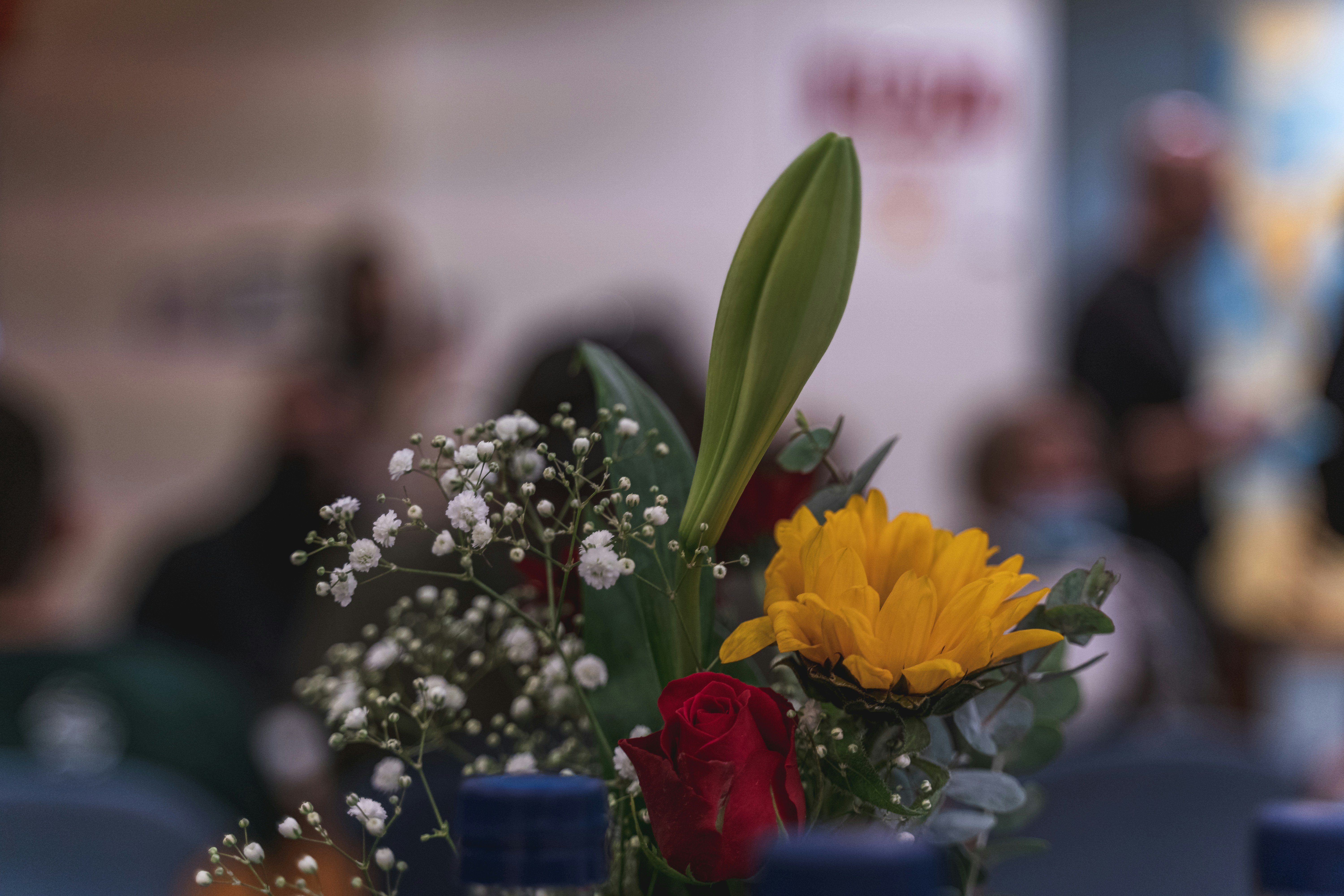 a bouquet of flowers sitting on top of a table