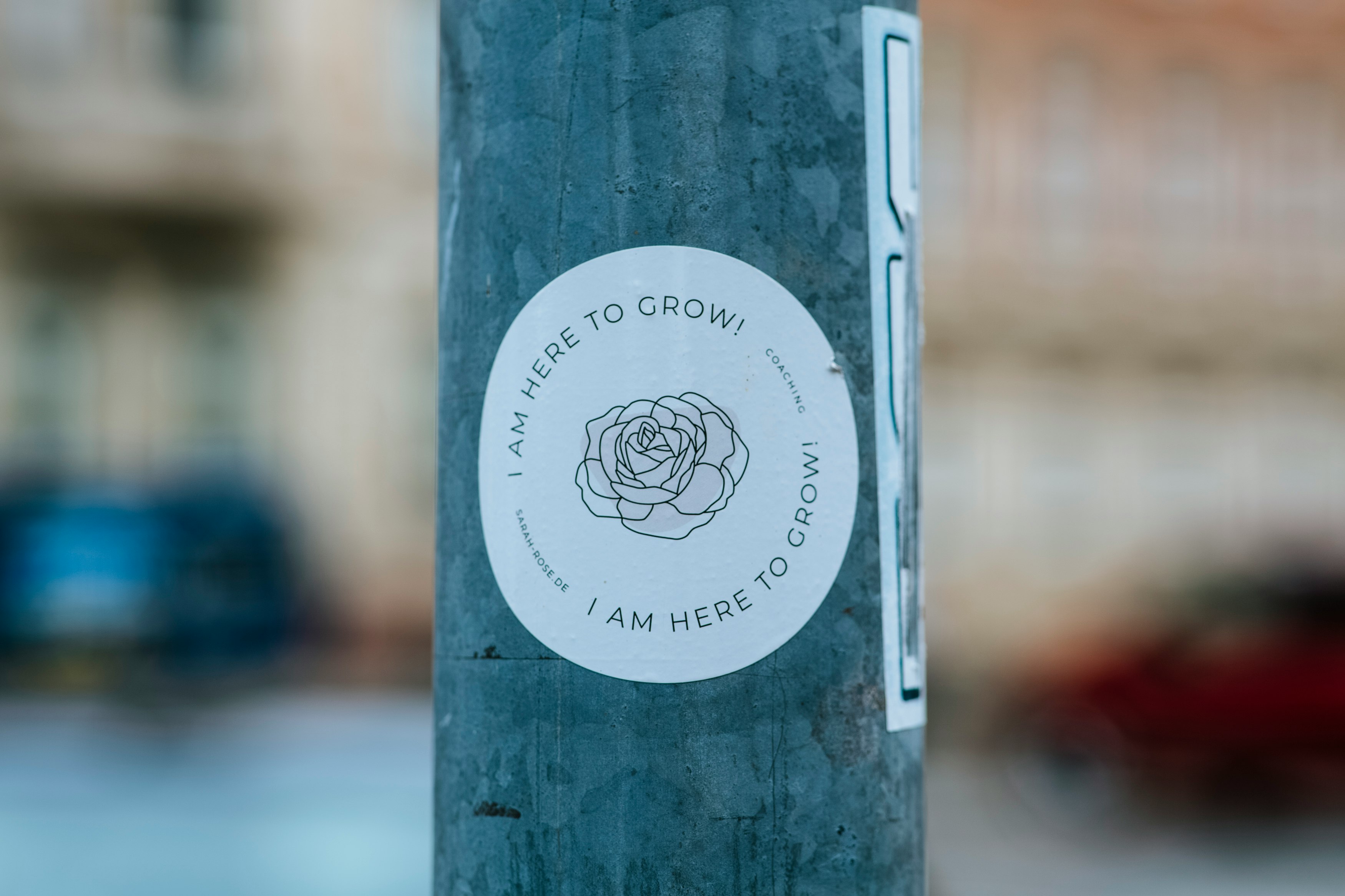 IAM HERE TO GROW. Activist protest sticker for mental coaching wokeness and mental healthy.