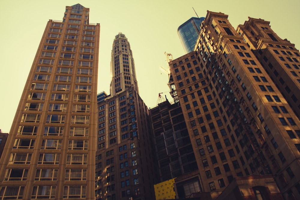 a group of tall buildings sitting next to each other