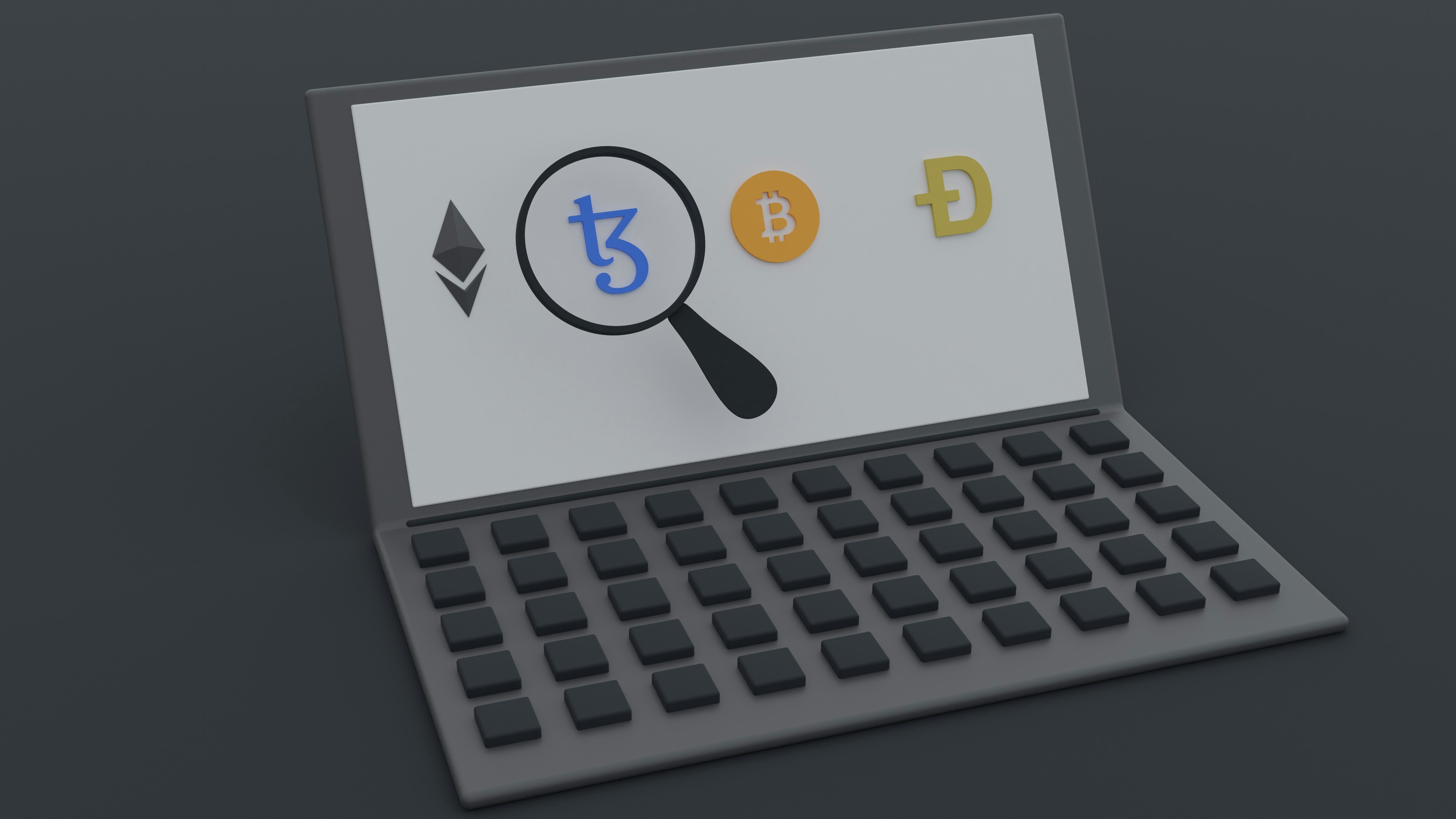 3D illustration of Tezos coin, bitcoin, Ehtereum, and dogecoin being scanned on a laptop.

<p>Tezos is a blockchain designed to evolve.</p>
<p>work 👇:</p>
<p> Email: shubhamdhage000@gmail.com