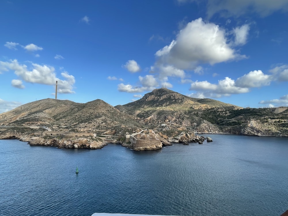 a large body of water surrounded by mountains