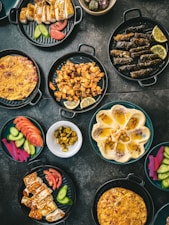 a table topped with lots of different types of food