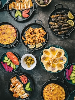 a table topped with lots of different types of food