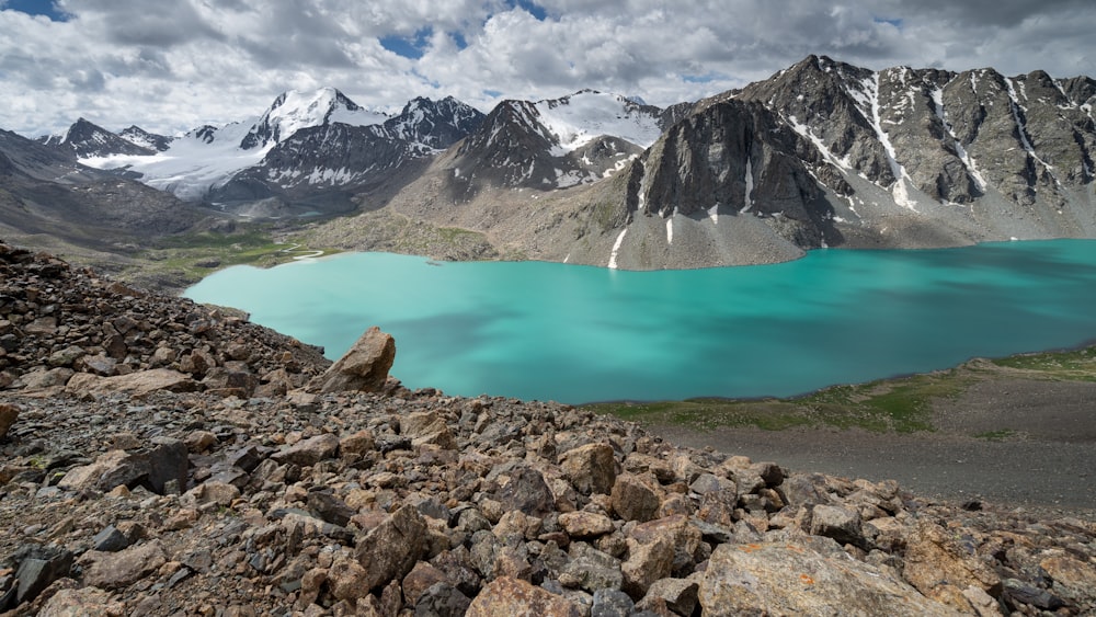 a large body of water surrounded by mountains