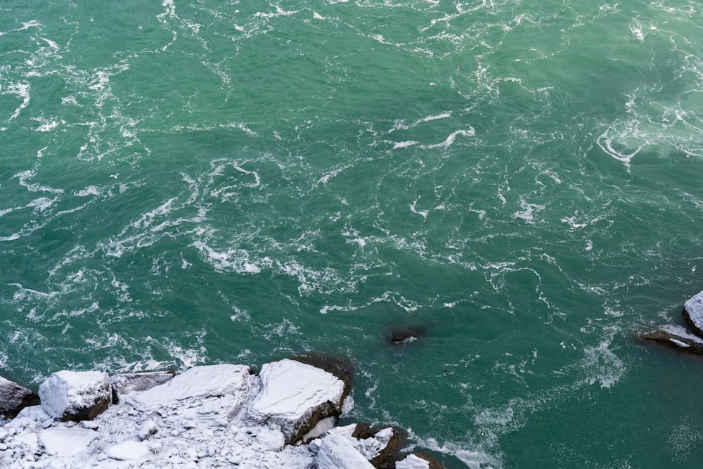 a view of a body of water from above