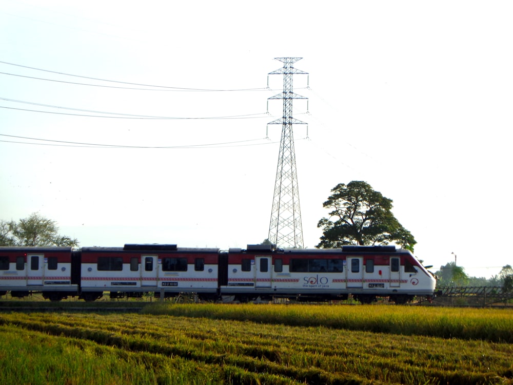 a train traveling through a lush green countryside