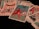 A collection of tarot cards is spread out, featuring various illustrated scenes and symbols. Dominant cards include a figure on horseback holding a staff, and another card shows a structure with four tall poles surrounding it.