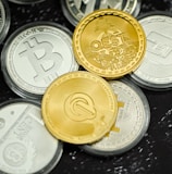 a pile of coins sitting on top of a table