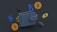 A digital wallet is surrounded by various cryptocurrency symbols, including Bitcoin, Ethereum, and others, set against a dark background. The wallet is depicted in a sleek, minimalist style.