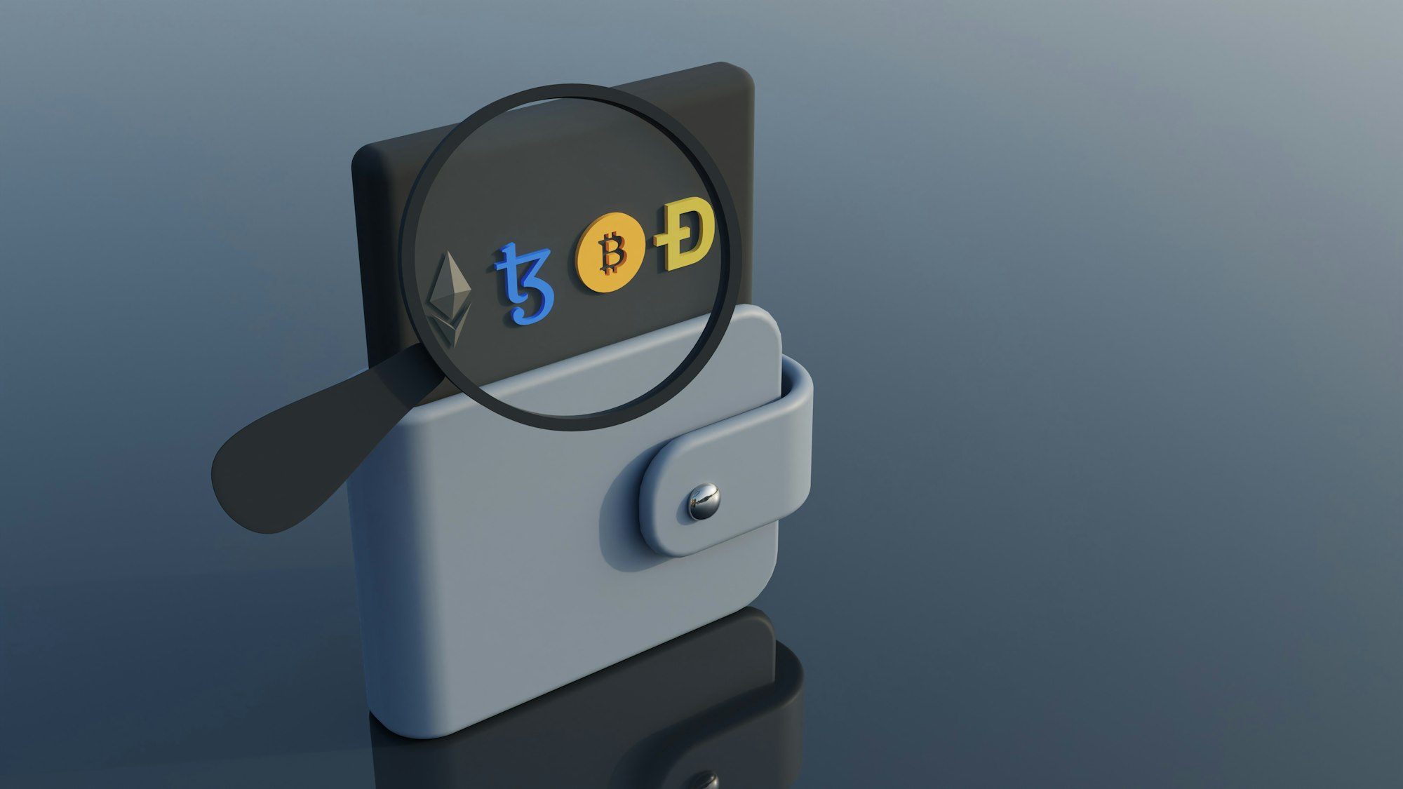 3D illustration of Tezos coin, bitcoin, Ehtereum, and dogecoin stored in a wallet and being scanned.
Tezos is a blockchain designed to evolve.
work 👇: 
 Email: shubhamdhage000@gmail.com