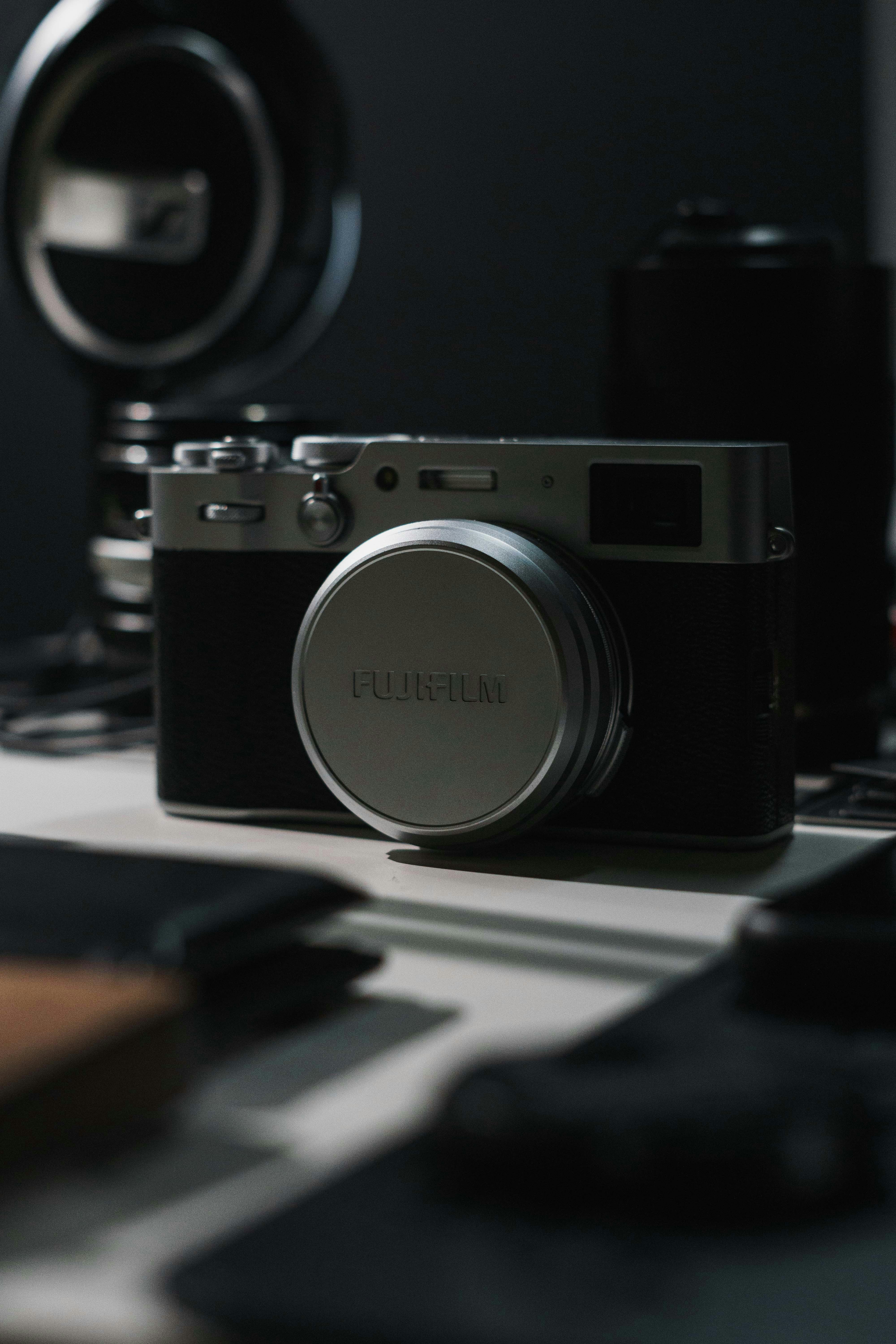 a camera sitting on top of a table