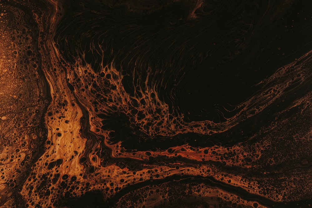 a close up of a black and brown substance