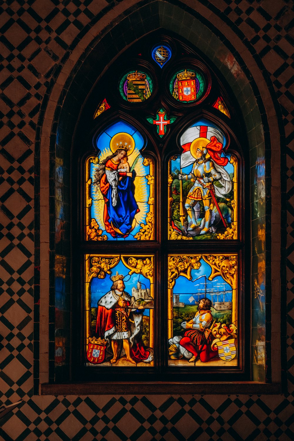 a stained glass window in a church