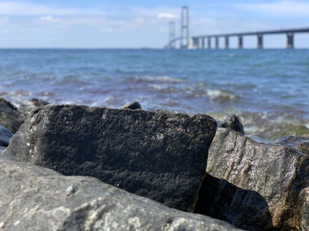 a view of a bridge over a body of water