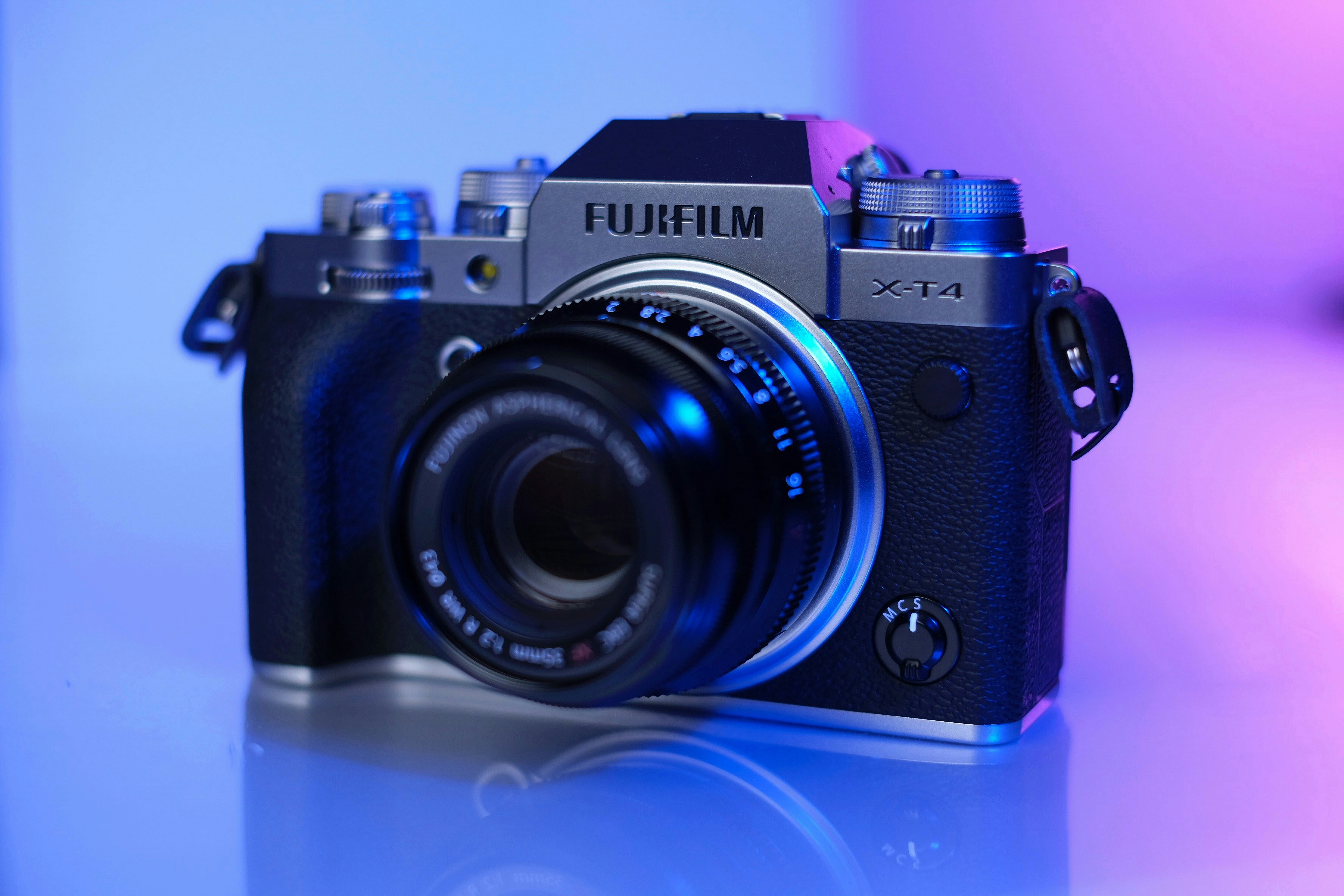 a close up of a camera on a table