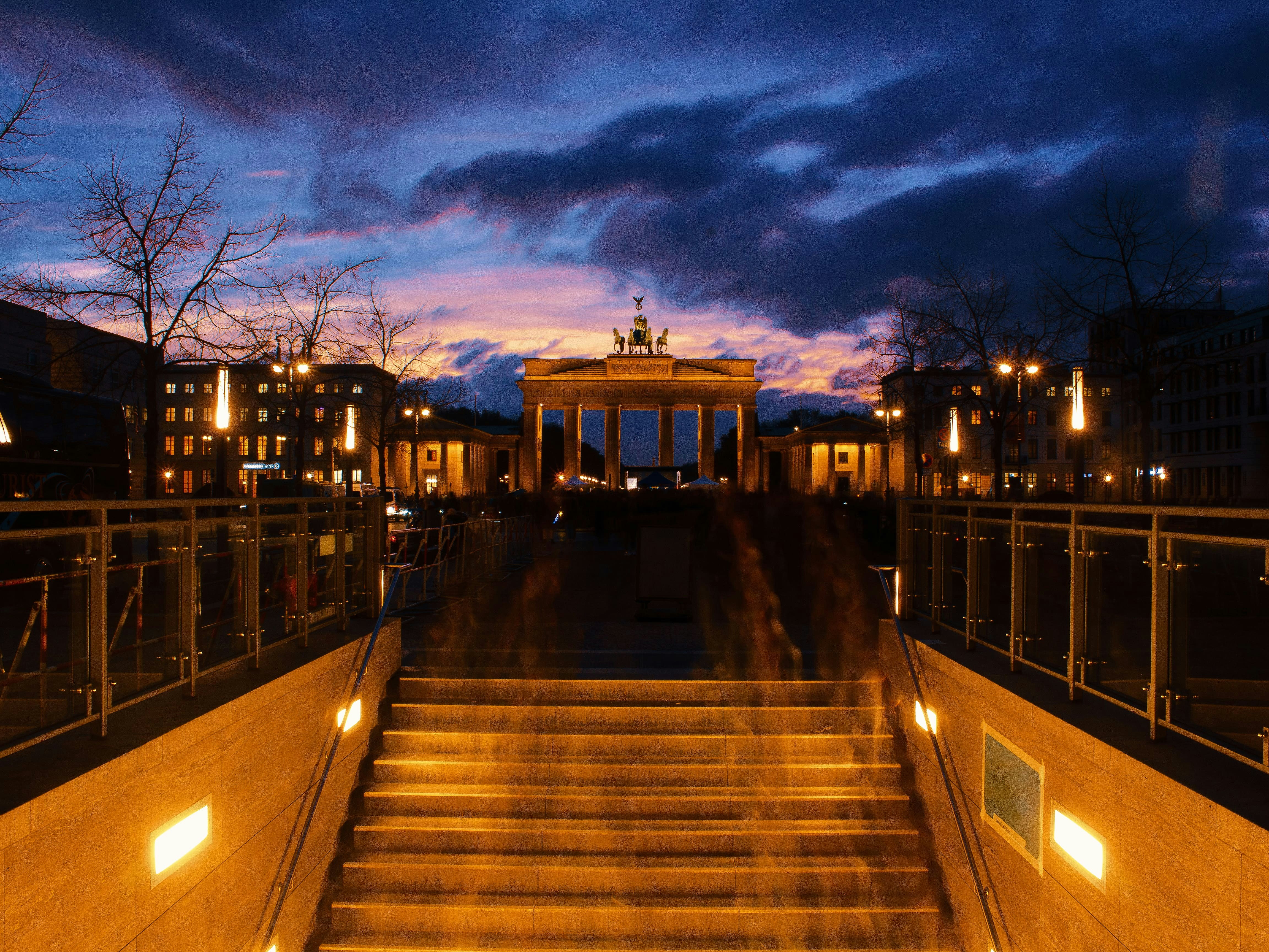 a set of stairs leading up to a building