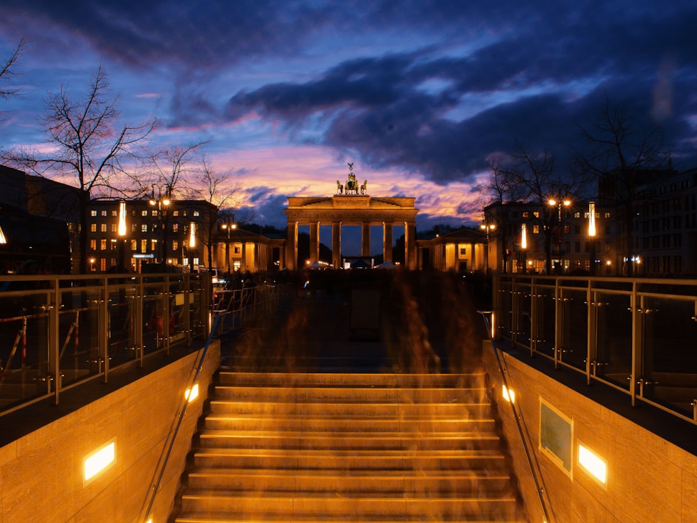 a set of stairs leading up to a building