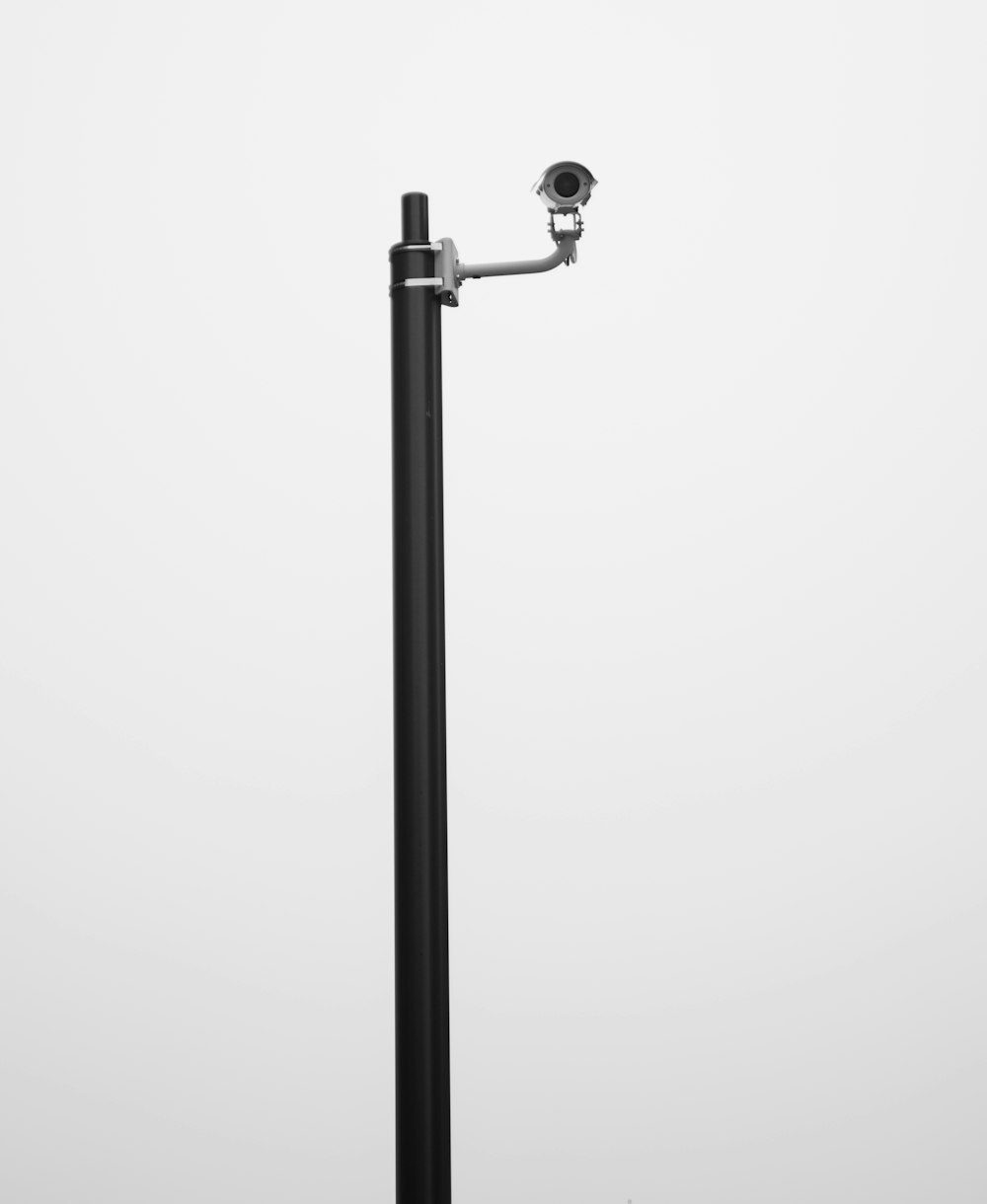 a black and white photo of a street light