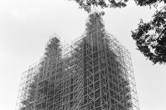 a large building with scaffolding on top of it
