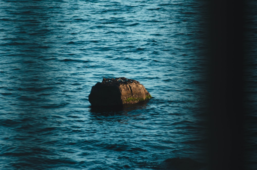 un rocher au milieu d’un plan d’eau