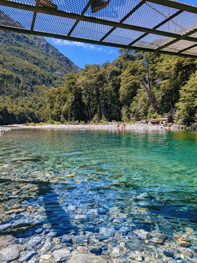 a body of water surrounded by mountains and trees