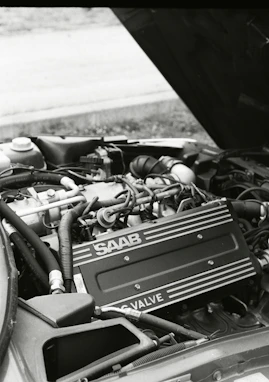 the engine compartment of a car with the hood open