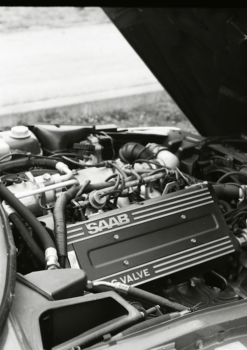 the engine compartment of a car with the hood open