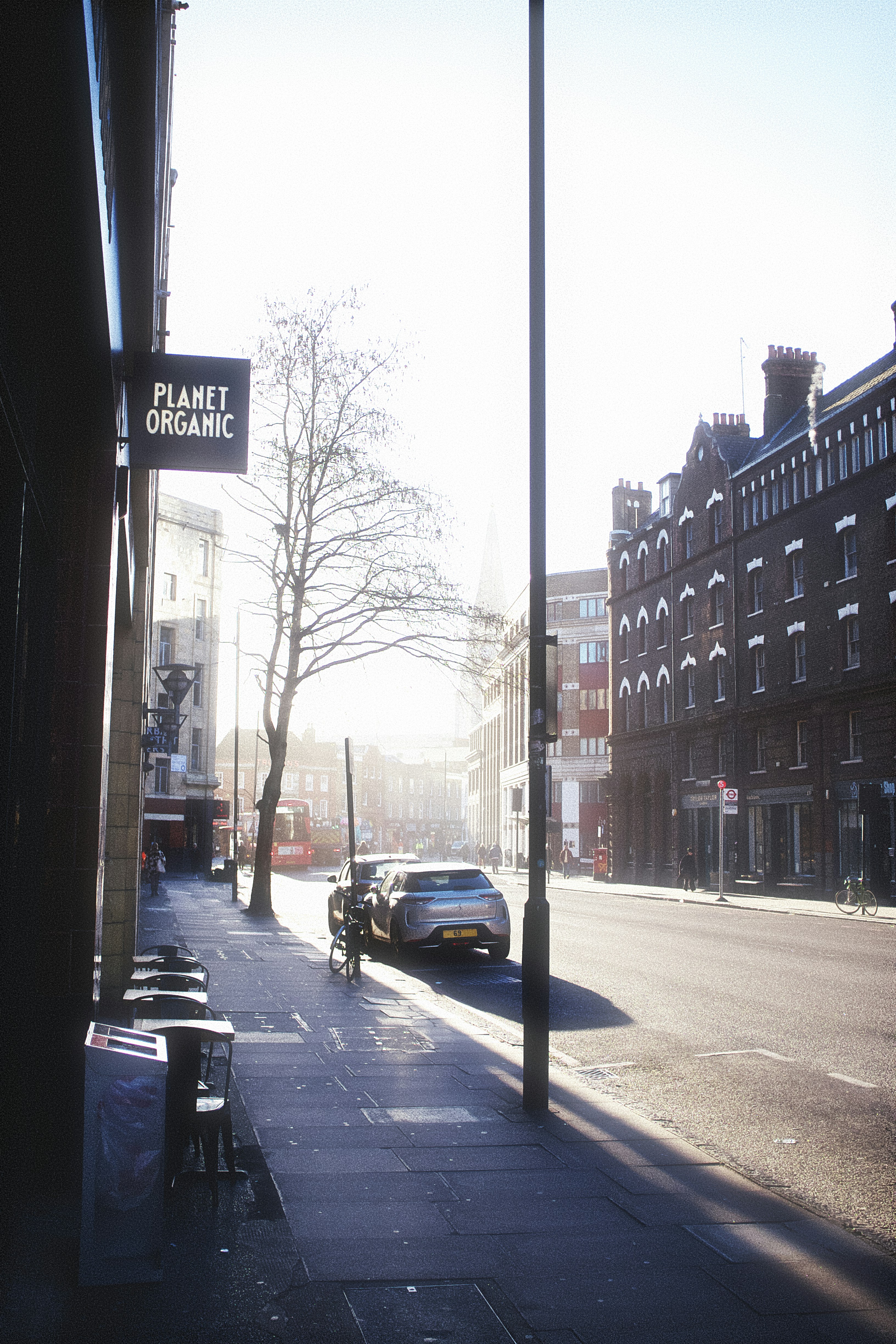 a car is parked on the side of the road