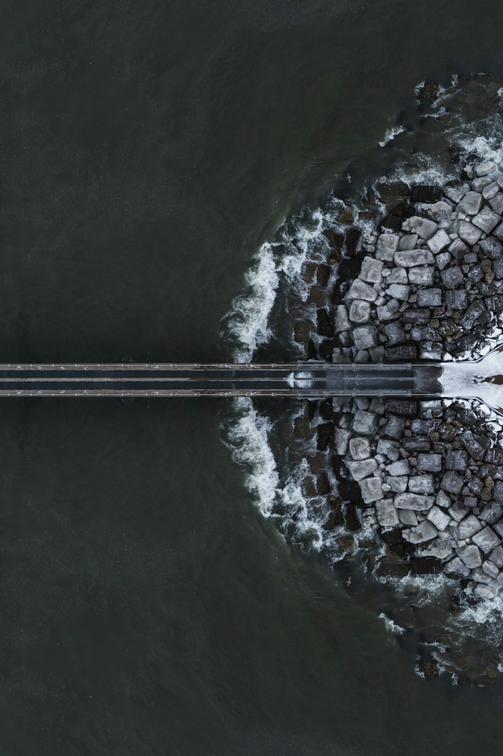 an aerial view of a body of water