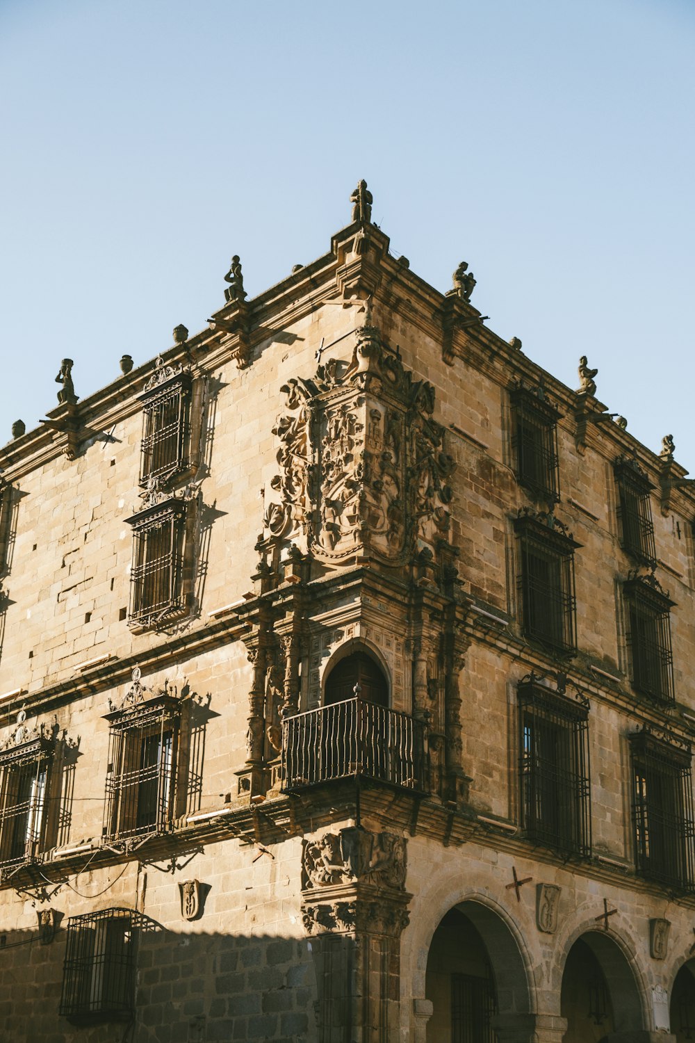 an old building with a balcony and balconies